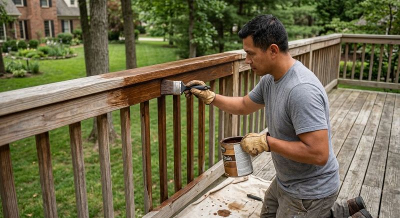 Wood Handrail Staining in Waco, TX