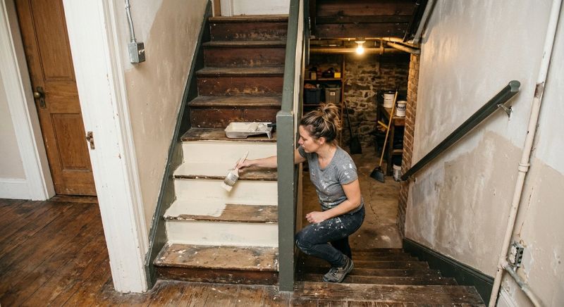 Basement Stairs Painting in Wilmington, NC