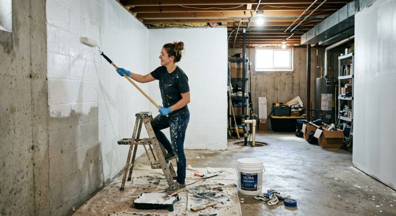 Basement Wall Painting in Kansas City, KS