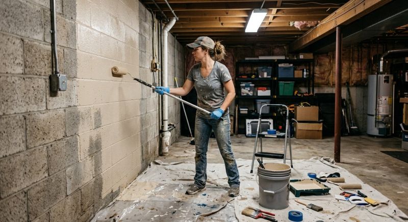 Basement Wall Painting in Kansas City, KS