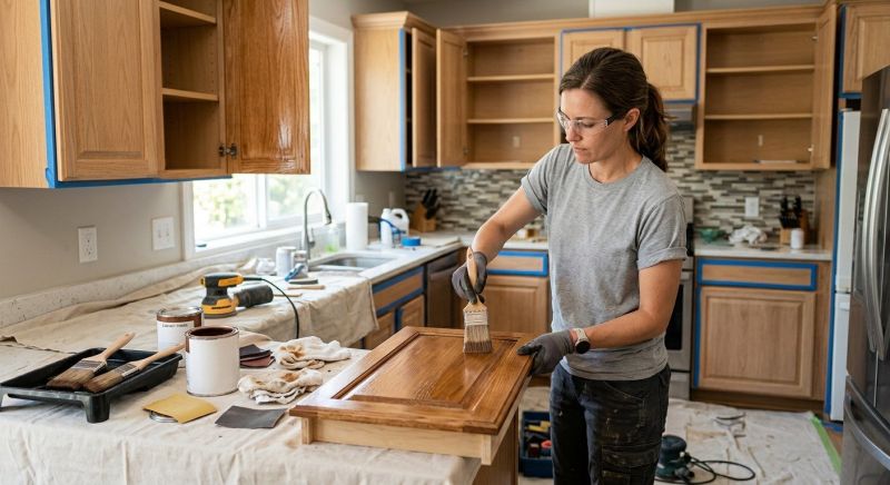 Kitchen Cabinet Staining in Bloomington, IN