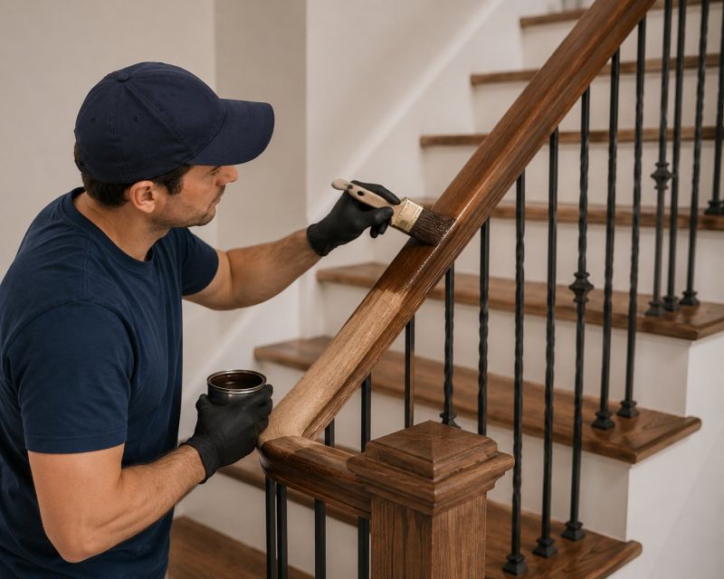 Wood Handrail Staining in Waco, TX