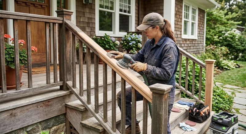 Wood Handrail Staining in Waco, TX